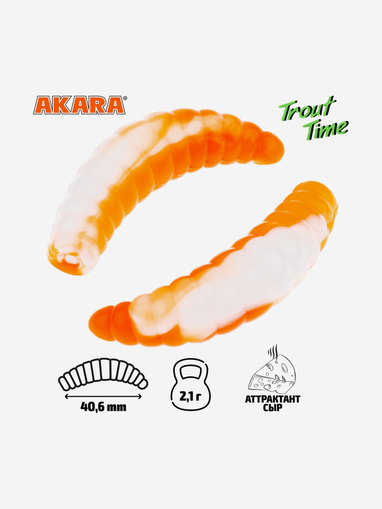 Силиконовая приманка Akara Trout Time MAGGOT 1,6 Cheese 468 (20 шт.)