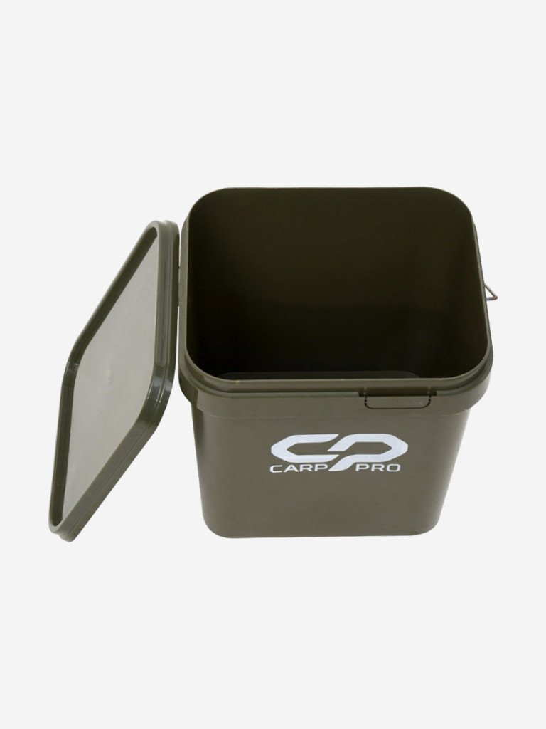Вeдро с крышкой квадратное пластиковое CARP PRO 17л темно зеленое