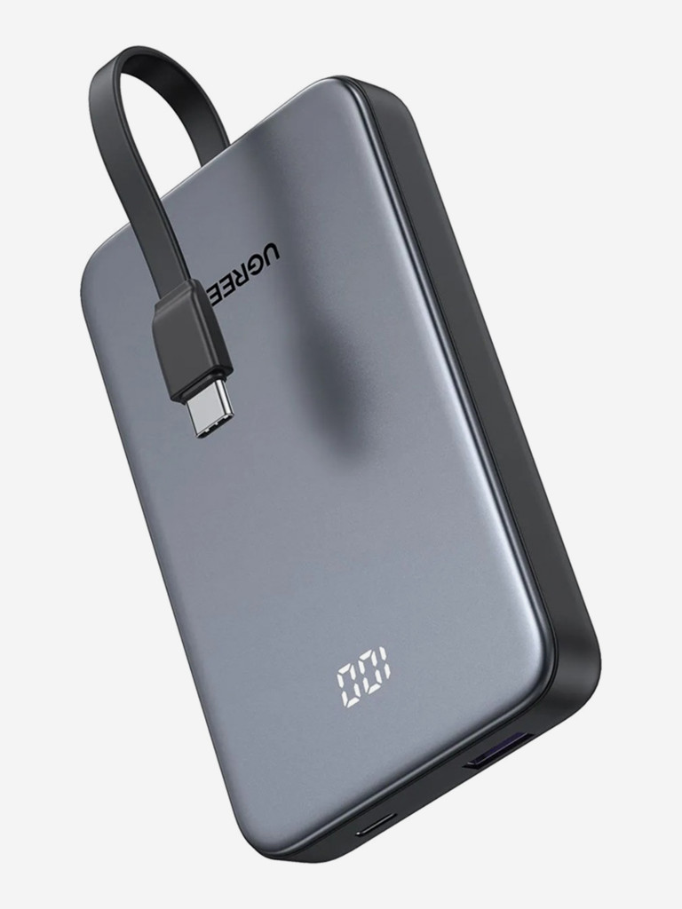 Внешний аккумулятор UGREEN PB526 (75161B) 20W Power Bank 10000mAh USB-C&USB-A with Built-in Cable USB-C