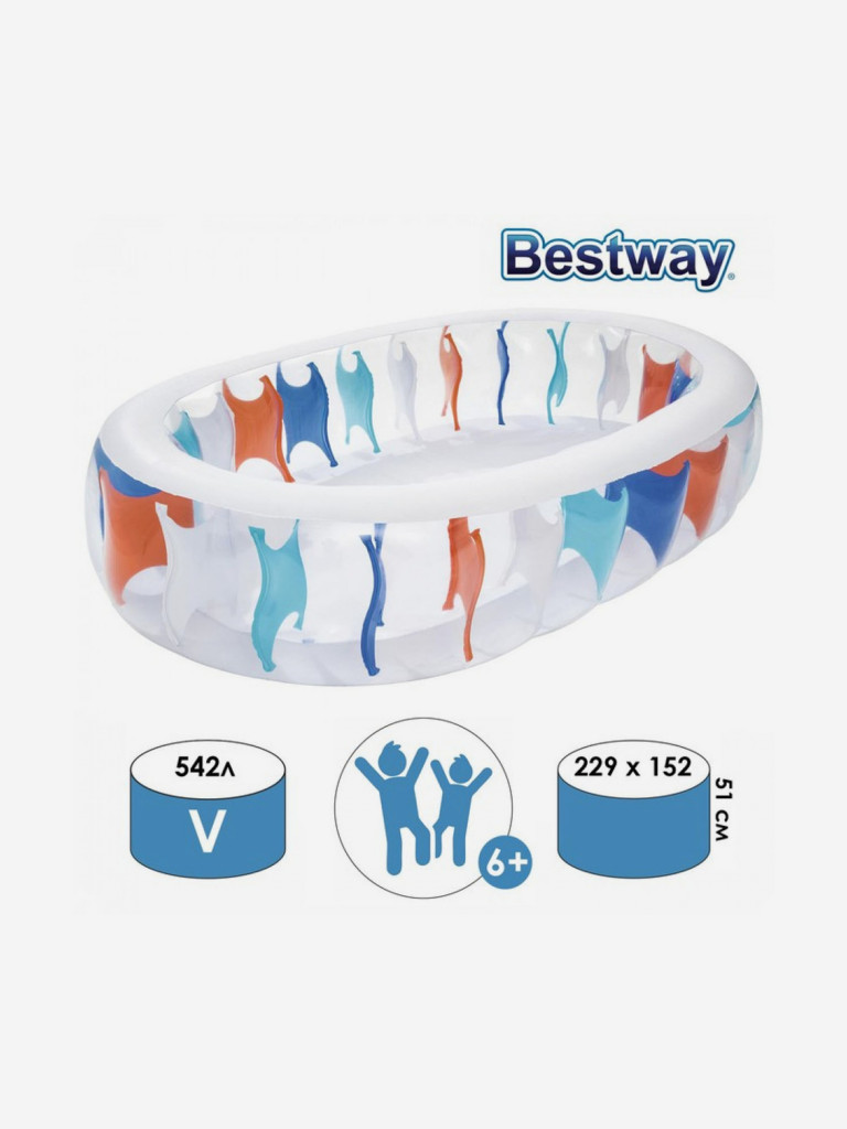 Бассейн овальный семейный Bestway 54066, 229х152х51 см