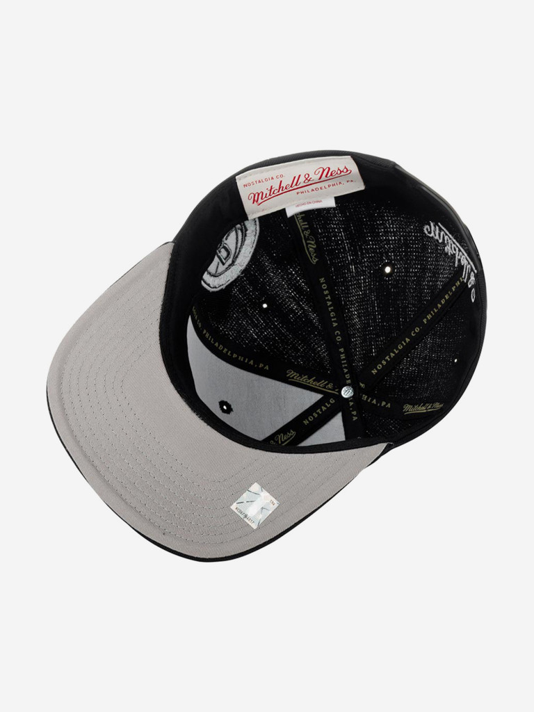 Бейсболка с прямым козырьком MITCHELL NESS HHSS3280-BNEYYPPPBLCK Brooklyn Nets NBA