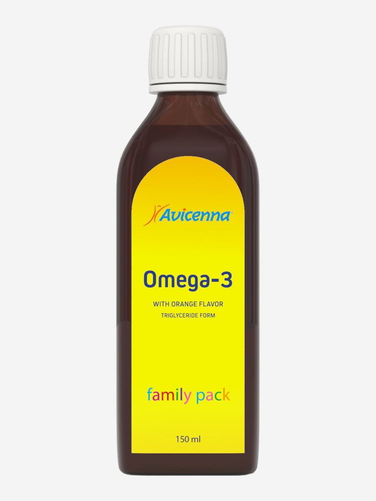 Жидкая Омега-3 Avicenna® с апельсиновым вкусом, 1400мг концентрированных жирных кислот, 150мл