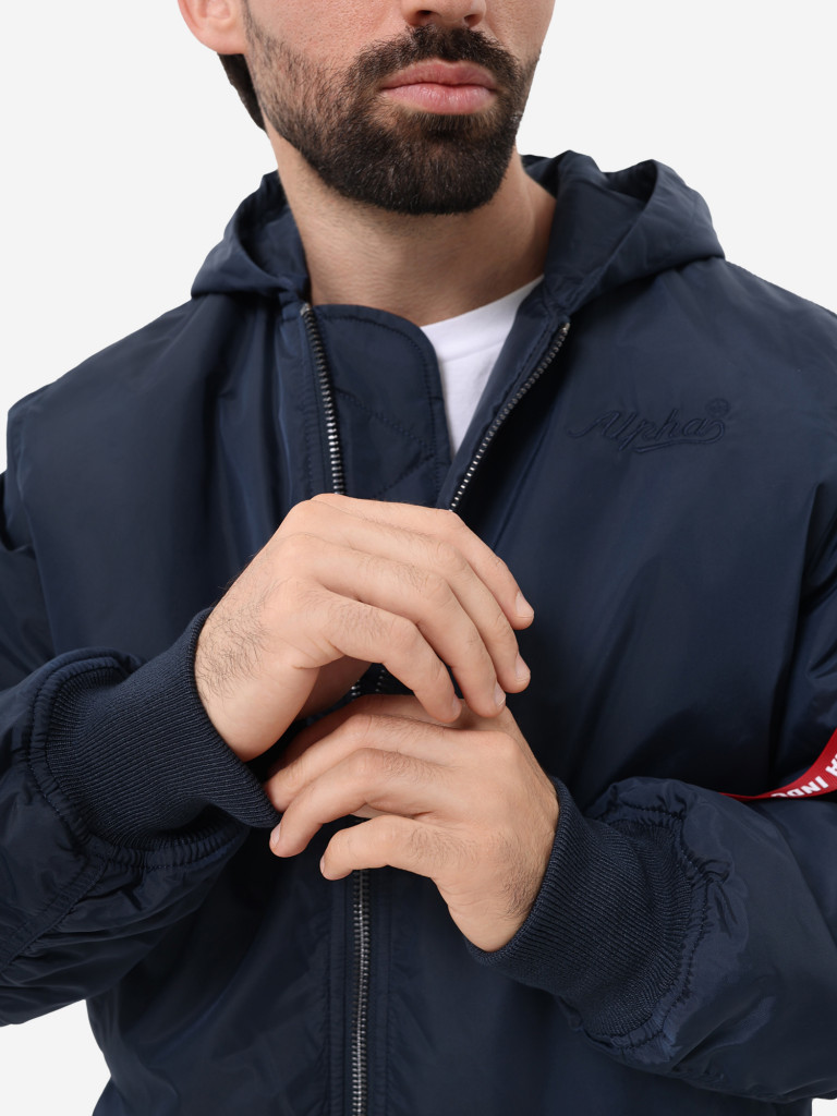 Бомбер утепленный мужской MA-1 Hooded Logo Oxford Alpha Industries