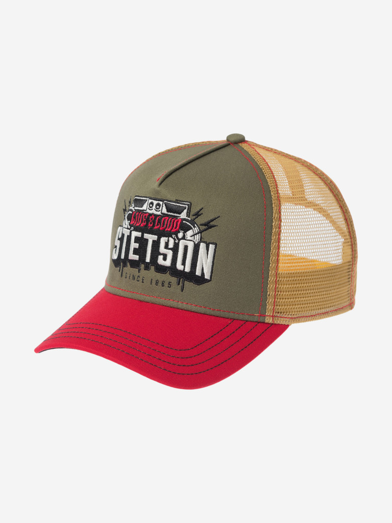 Бейсболка с сеточкой STETSON 7741111 TRUCKER CAP FESTIVAL LIVE LOUD (оливковый)