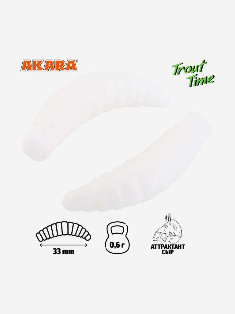 Силиконовая приманка Akara Trout Time MAGGOT 1,3 Cheese 02T (24 шт.)