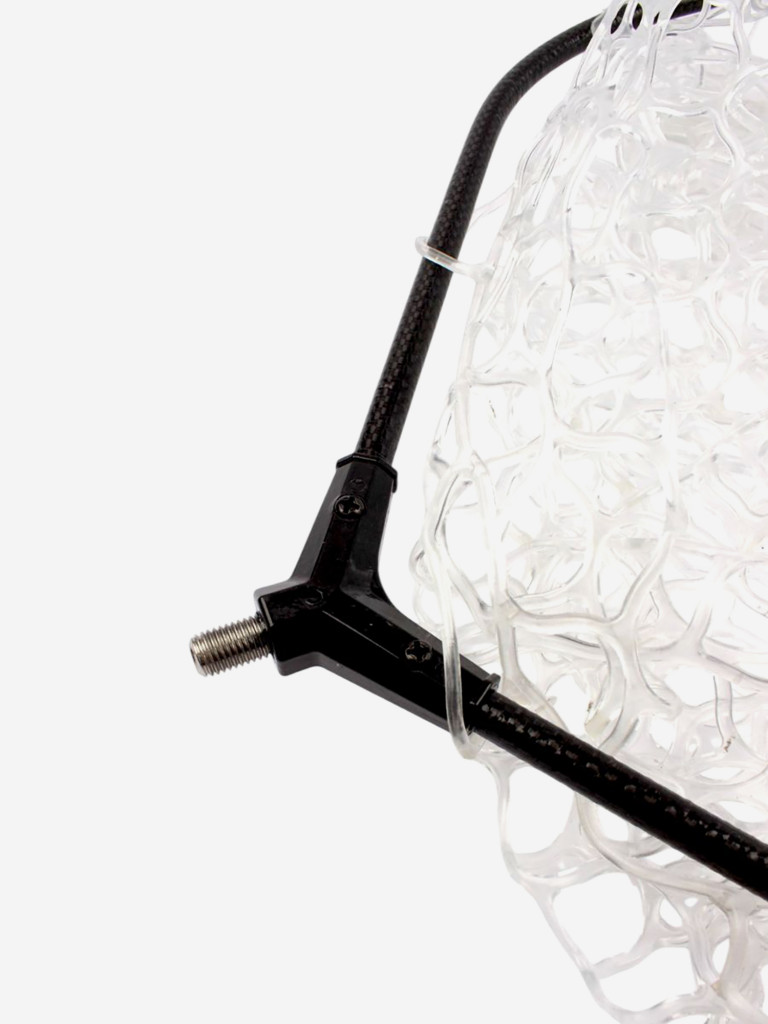 Голова для подсачека на форель сетка прозрачный силикон, ячейка 30 мм, рамка карбон