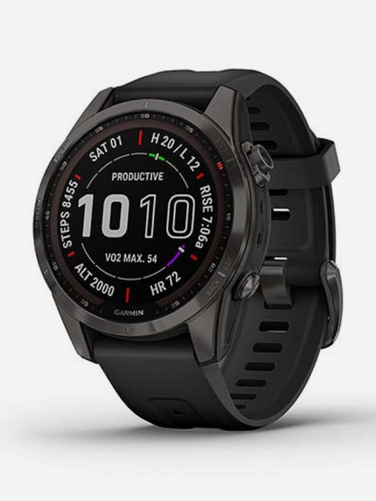 Часы Garmin Fenix 7S Sapphire Solar, титановый угольно-серый, сапфировое стекло Power Sapphire с технологией солнечной зарядки 010-02539-25