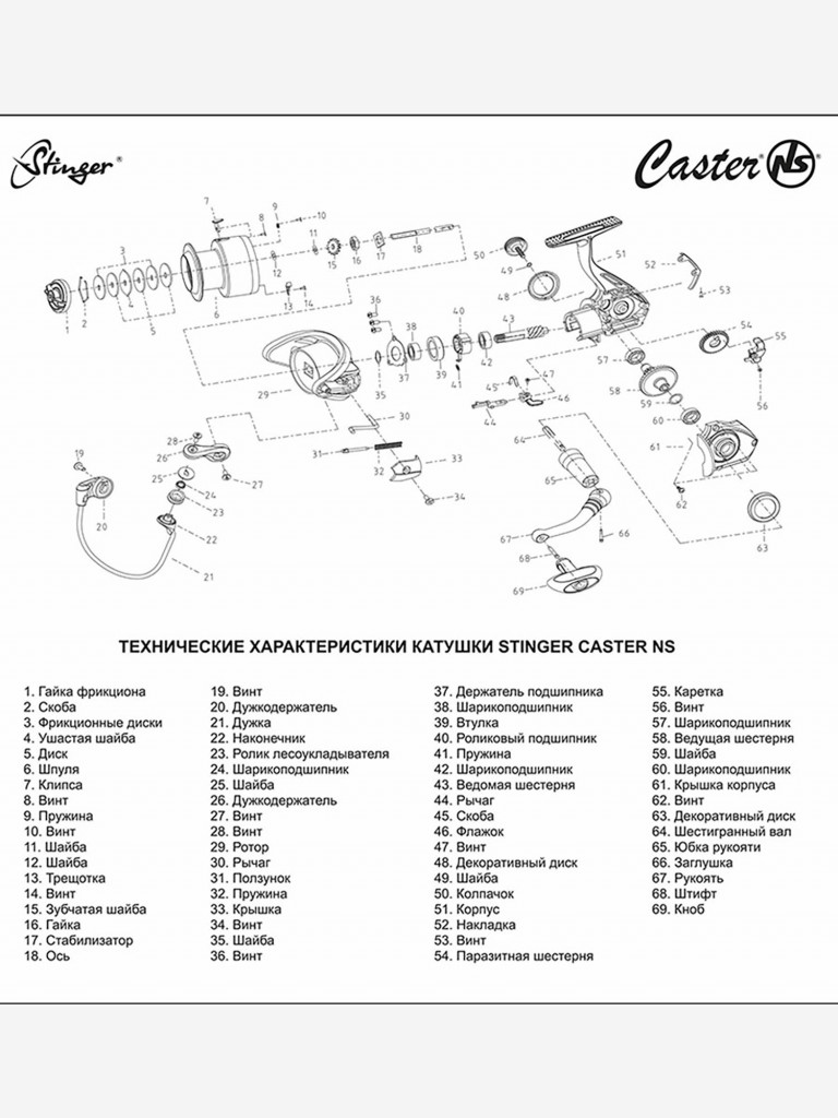 Катушка для рыбалки безынерционная Stinger Caster NS 2000