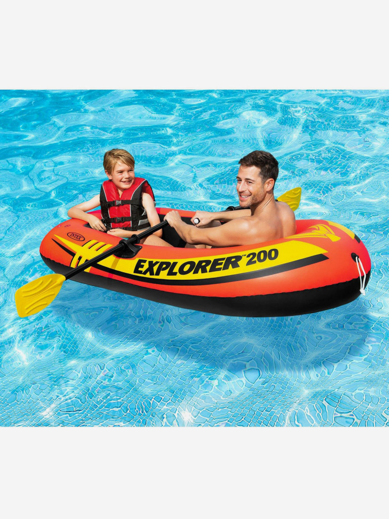 Лодка надувная Intex 58331 EXPLORER 200 SET, 2-мест. + ручной мини-насос, пластиковые весла