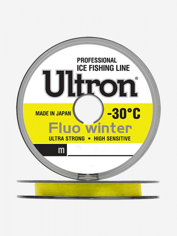 Монофильная леска для рыбалки ULTRON Fluo Winter 0,16 мм, 3,1 кг, 50 м, флуоресцентная, 1 штука