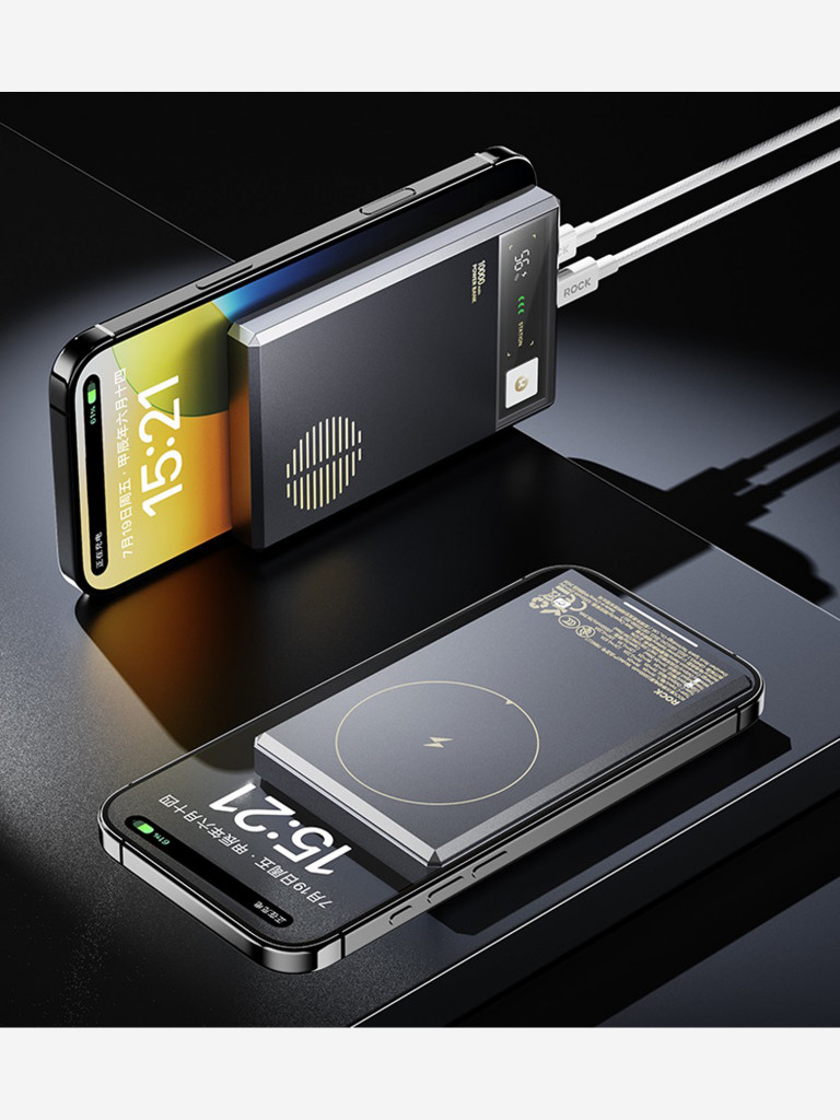 Внешний аккумулятор с авторским дизайном ROCK PD20W Retro Magnetic Wireless Power Bank 10000mAh серый