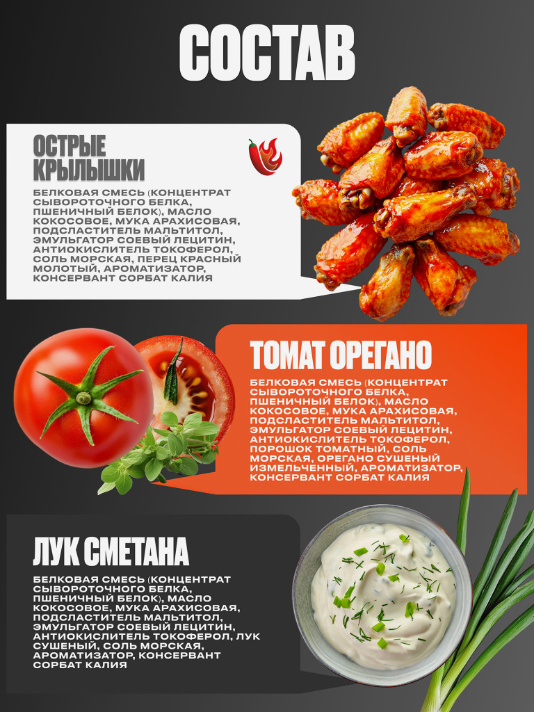 Протеиновое печенье солёное PUREPROTEIN,без сахара, ассорти: Томат Орегано, Лук Сметана, Острые крылышки , 12шт х 50г
