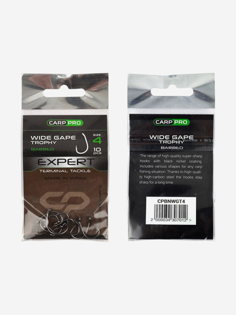Крючок CARP PRO Black Nickel Wide Gape Trophy №4 10шт