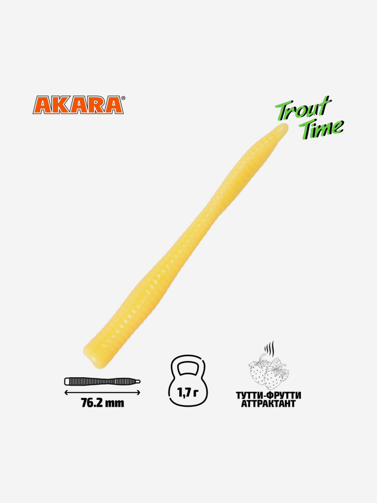 Силиконовая приманка Akara Trout Time WORM 3 446, Tu-Frutti (20 шт.)