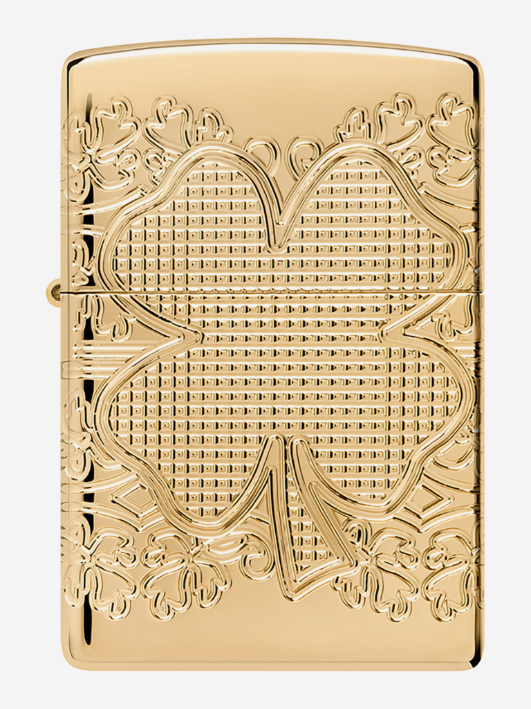 Зажигалка бензиновая ветроустойчивая Zippo Armor Lucky Clover High Polish