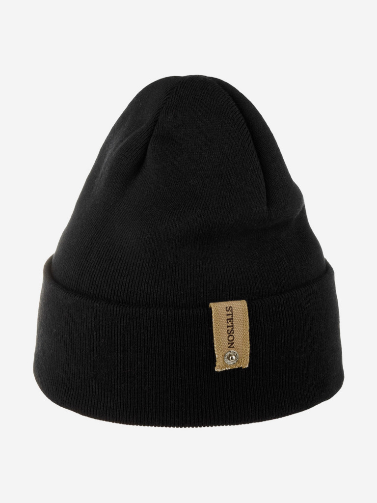 Шапка с отворотом STETSON 8599501 BEANIE ORGANIC COTTON/ MERINO (черный)