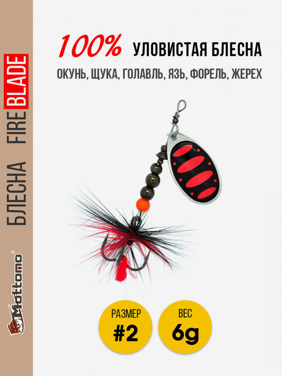 Вращающаяся блесна для рыбалки Mottomo Fire Blade #2 6g Silver 25