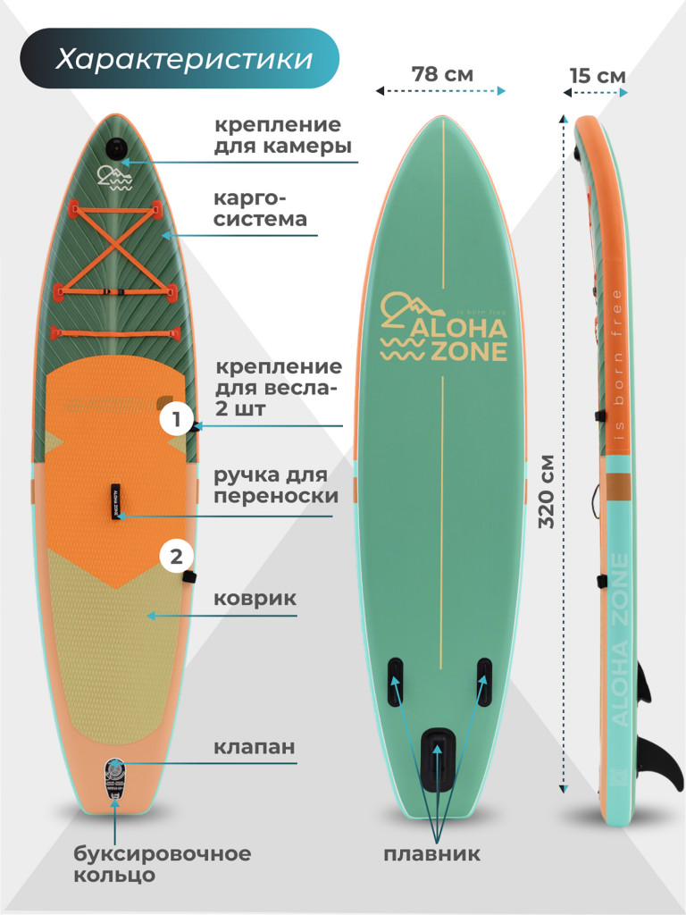 Сапборд Aloha Zone Green 10,6``