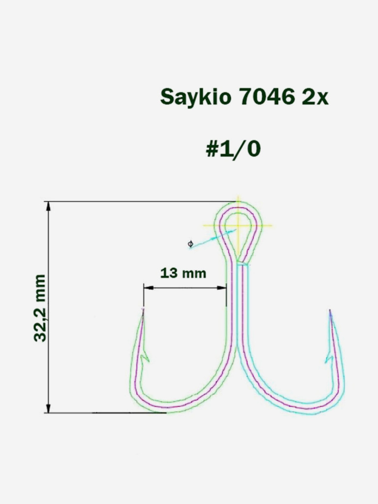 Крючки для рыбалки Saikyo тройные 7046 BN 2X № 1/0, 5 штук в упаковке