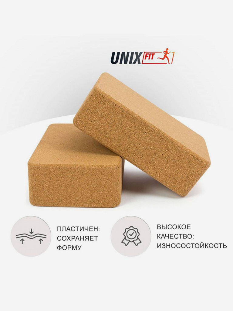 Блок для йоги и фитнеса UNIX Fit пробковый, 22,5 х 15 х 7,5 см. - 1 шт.