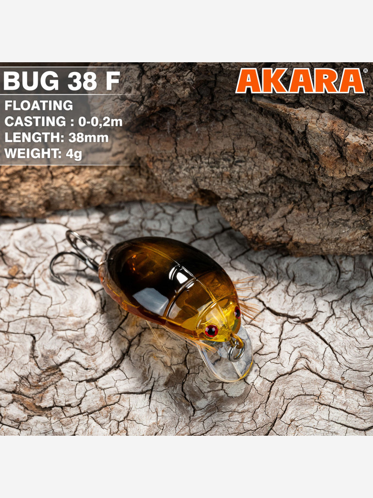 Воблер Akara Bug 38F кренк плавающий жук на голавля, язя, форель 4гр 1