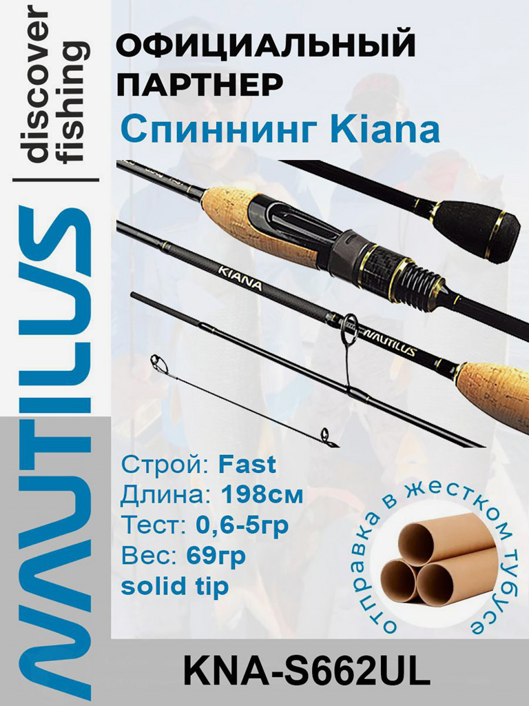 Спиннинг Nautilus Kiana KNA-S662UL 198см 0,6-5,0гр