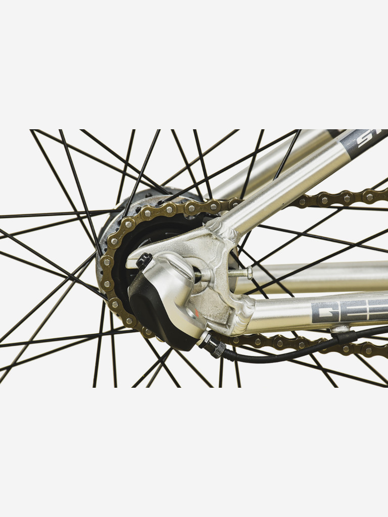 Велосипед Stark'25 Geek City 24.2 V лакированный алюминий/темно-серый