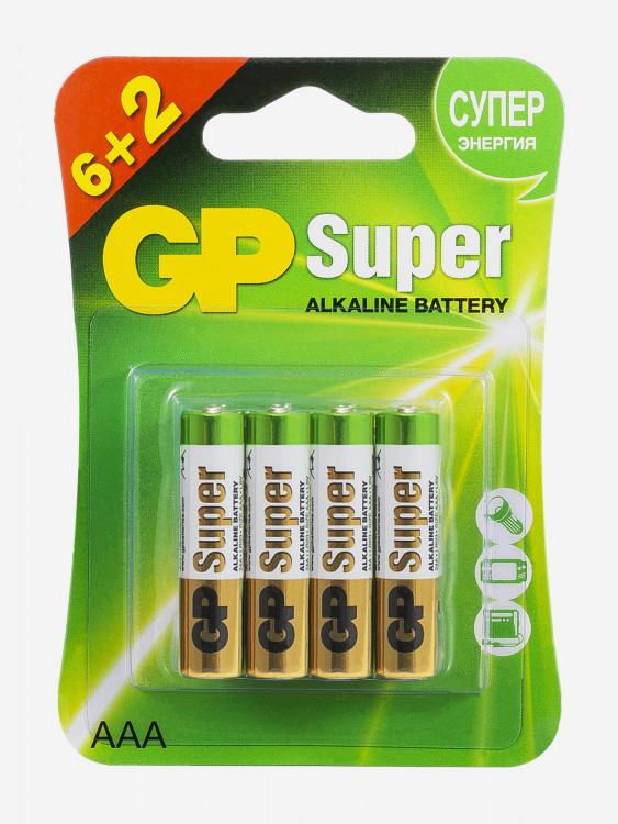 Батарейки щелочные GP LR03-CR8 Super, 8 шт.