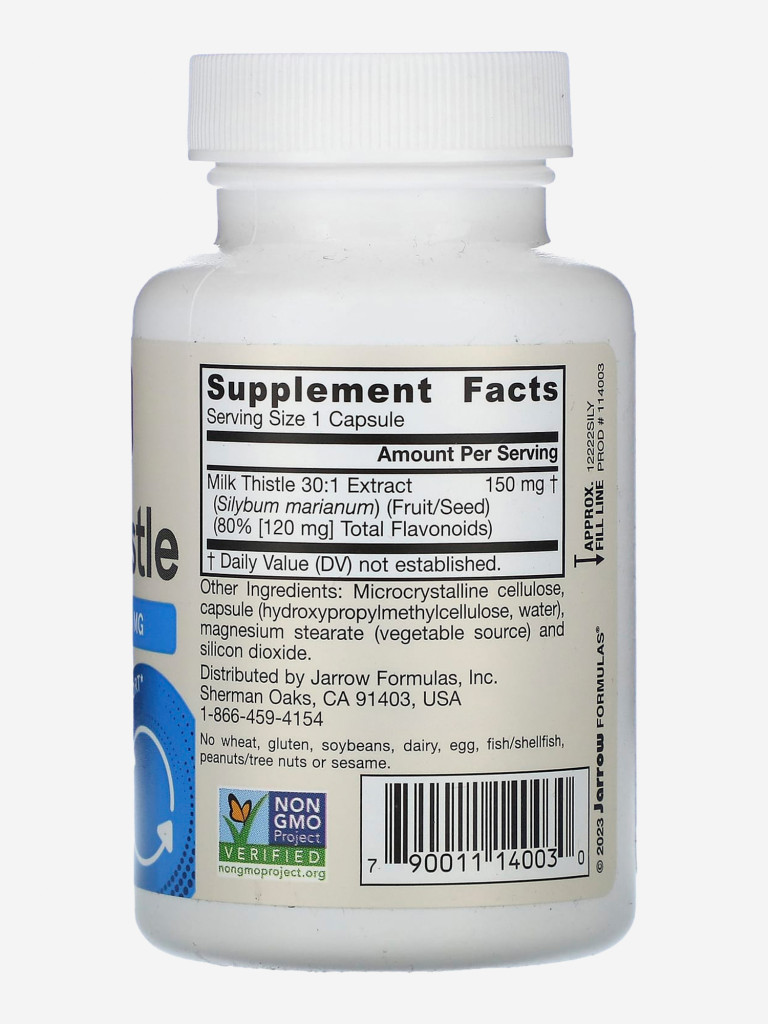 Молочный чертополох, экстракт 30:1 150 мг, для печени, Jarrow Formulas Milk Thistle 150 mg 100 veg caps