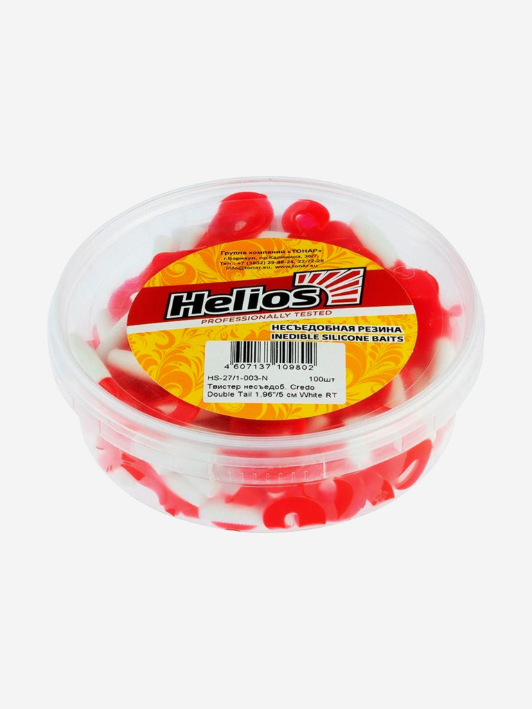 Мягкая приманка Helios Credo Double Tail, 3,54'' / 9 см, White RT, 100 шт (HS-28/1-003-N)