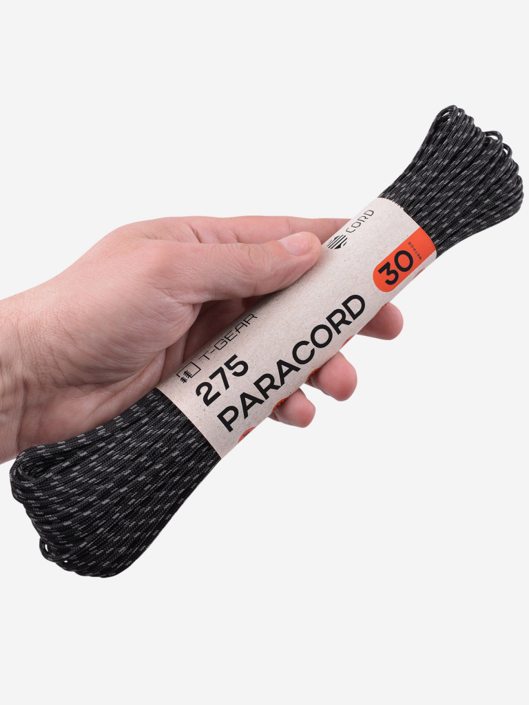 Паракорд 275 T-Gear x CORD nylon 30м световозвращающий (Black)