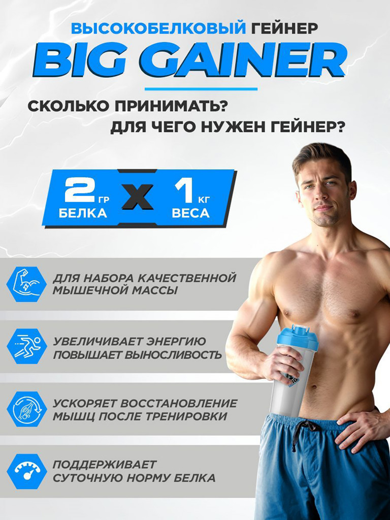 Гейнер BIGSNT BIG GAINER для набора мышечной массы высокобелковый / 2.8 кг, Печенье Орео