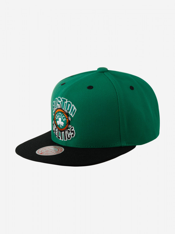 Бейсболка с прямым козырьком MITCHELL NESS HHSS5289-BCEYYPPPGREN Boston Celtics NBA