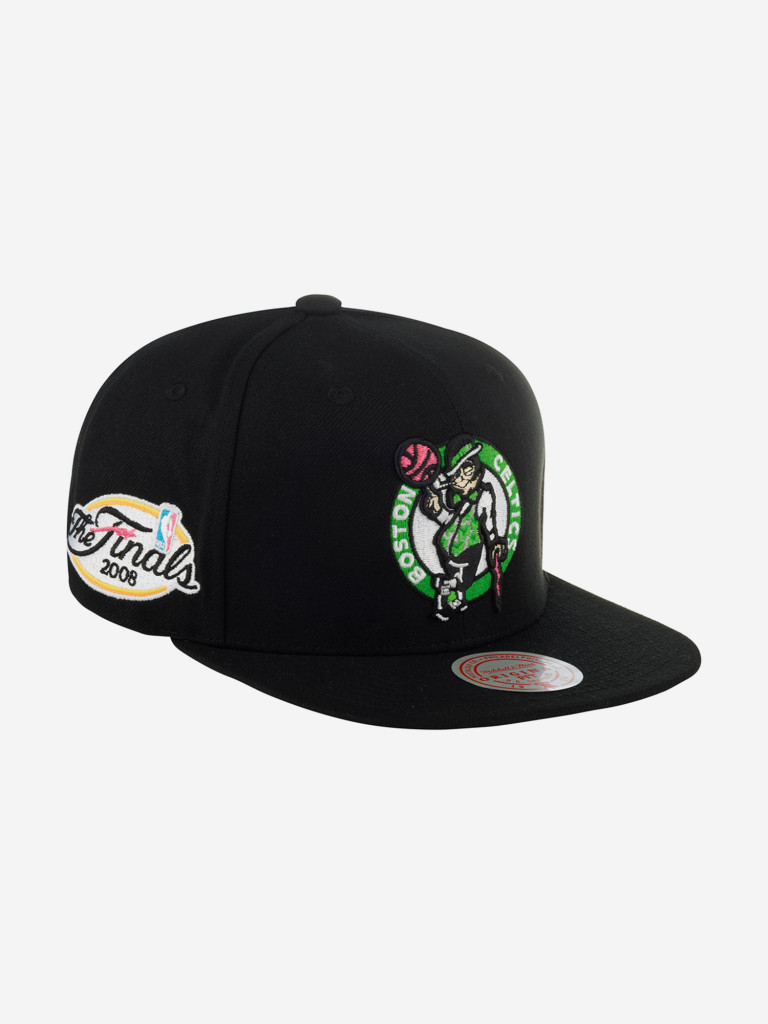 Бейсболка с прямым козырьком MITCHELL NESS HHSS5762-BCEYYPPPBLCK Boston Celtics NBA
