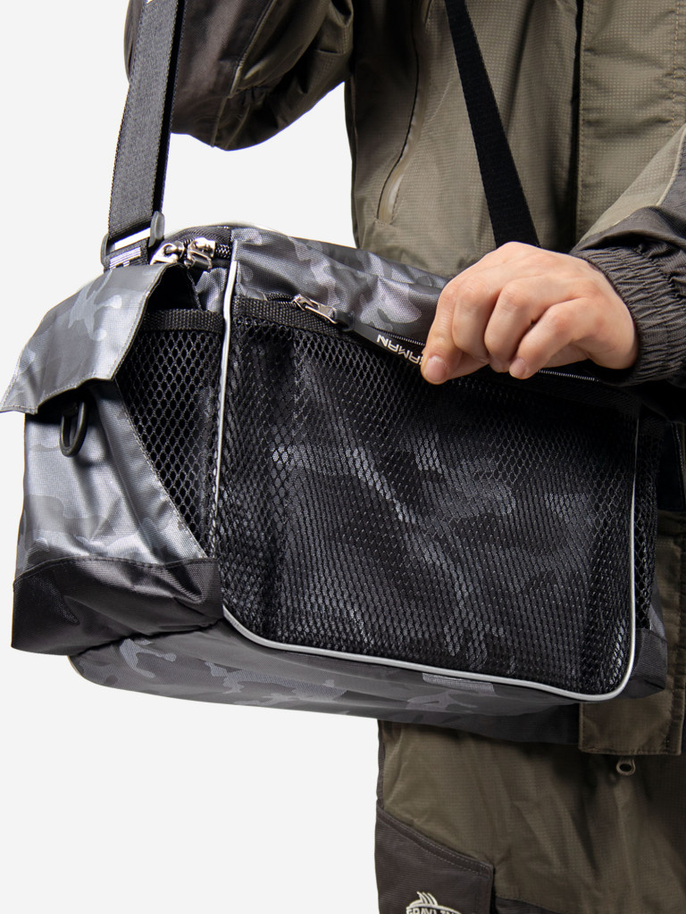 Сумка рыболовная Yaman Base Lure Bag L, 36х22х15 см, цвет серый камуфляж + 3 коробки LUNO.