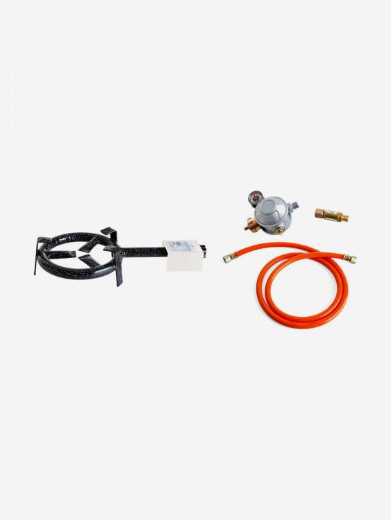 Комплект горелка кольцевая D20 см Paella World, редуктор 50 мбар с защитой от поломки, шланг газовый 1,5 м