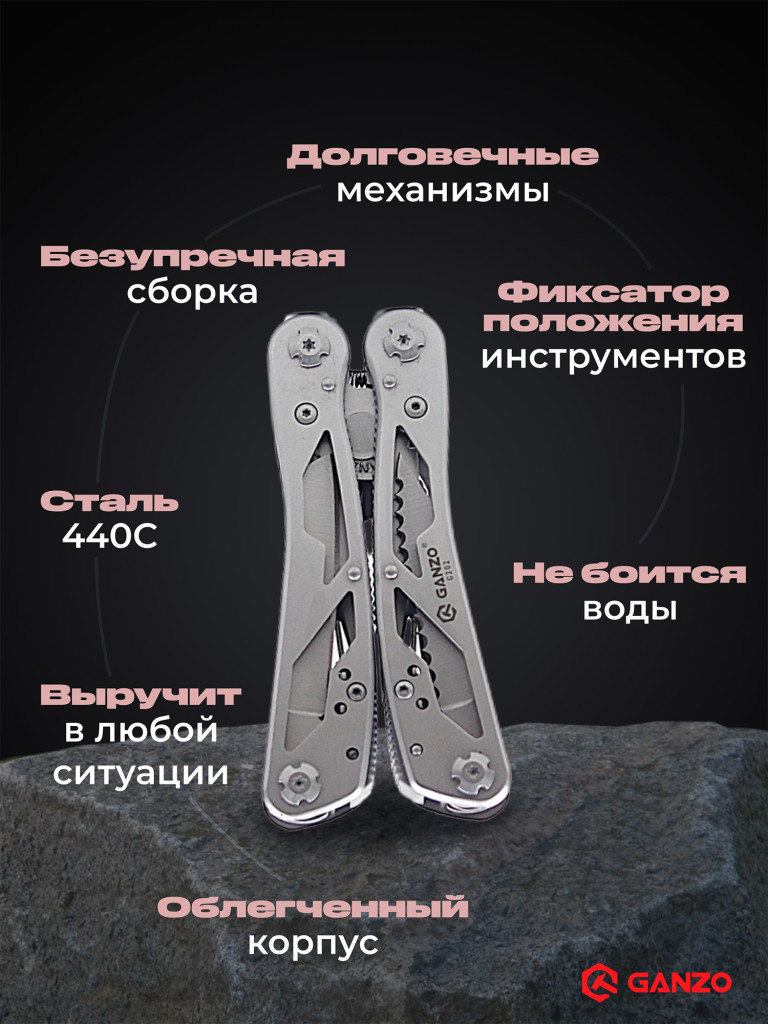 Мультитул Ganzo G202Rex (21 в 1) серебристый с лимитированным чехлом