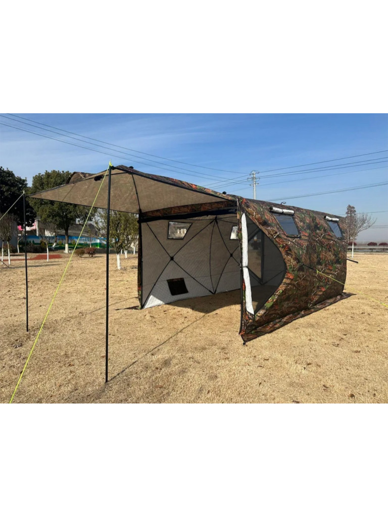 Зимняя палатка Terbo-Mir 2023 камуфляж (400х200 см) трехслойная мобильная баня для кемпинга и рыбалки