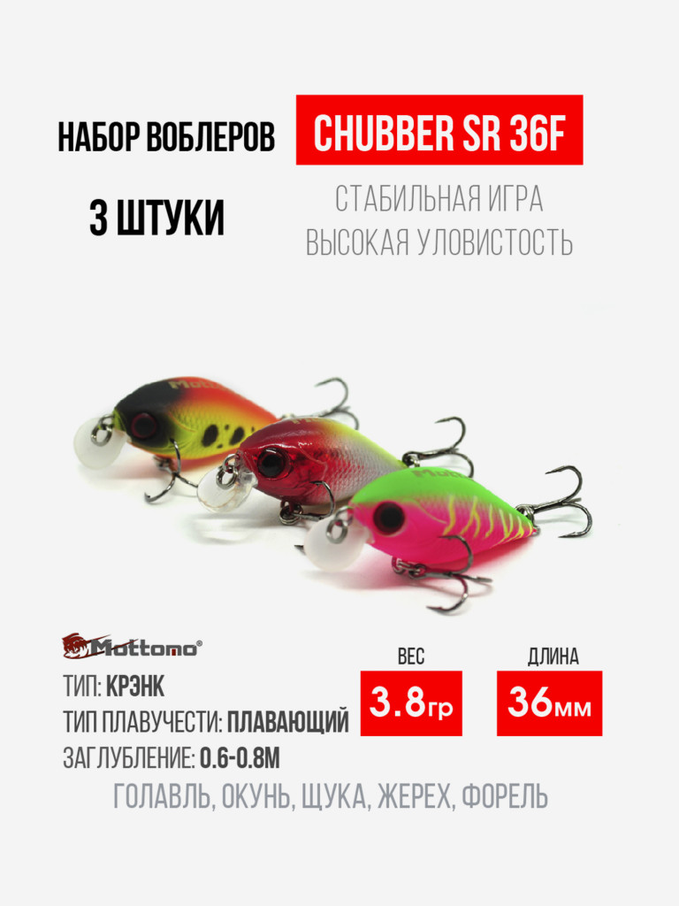 Набор воблеров для рыбалки Chubber 36F "3в1" крэнк плавающий