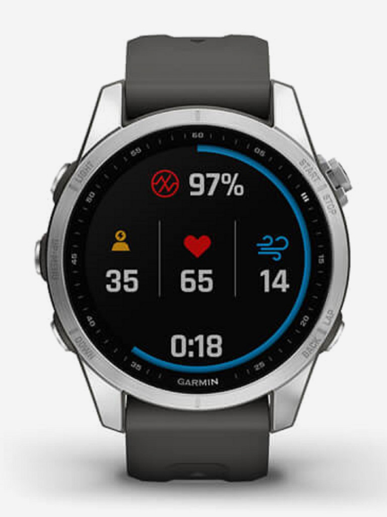 Часы Garmin Fenix 7S, серебристые с графитовым ремешком 010-02539-01