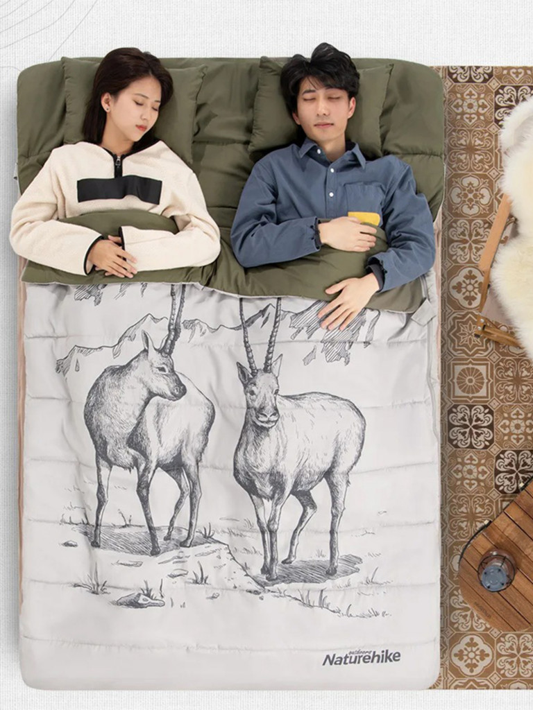 Спальный мешок Naturehike двухместный с подушкой NH21MSD06 Антилопа
