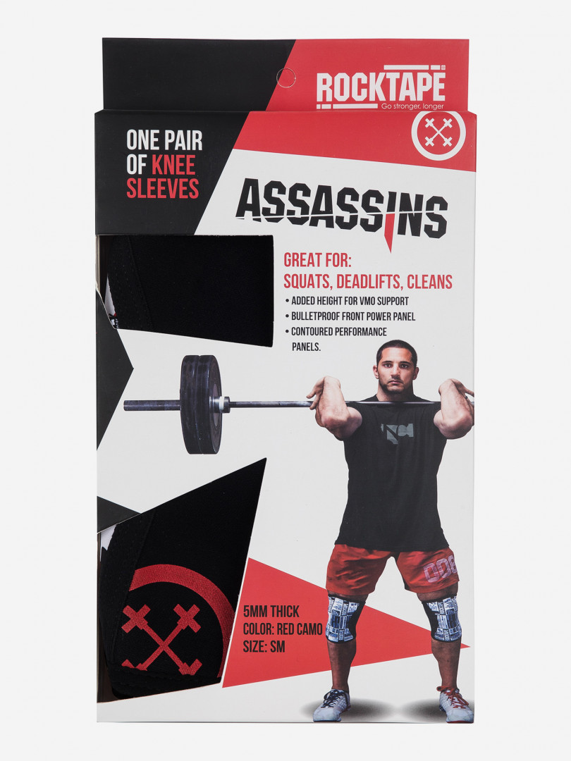 фото Наколенники rocktape assassins, 5 мм, черные лозунги, белый