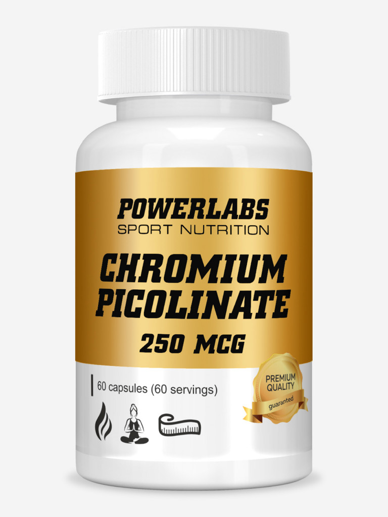 Для контроля и снижения веса, Powerlabs, Хром Пиколинат, 250 мкг, 60 кап