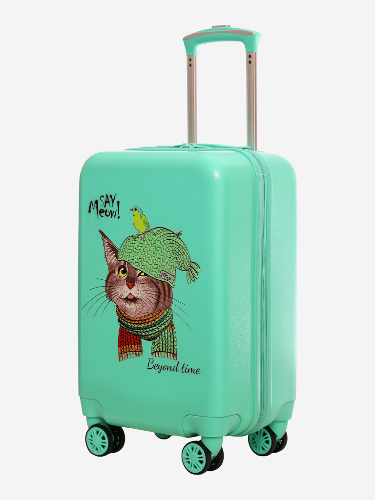 Чемодан детский BEYOND TIME G219 Котик в шапке зеленый