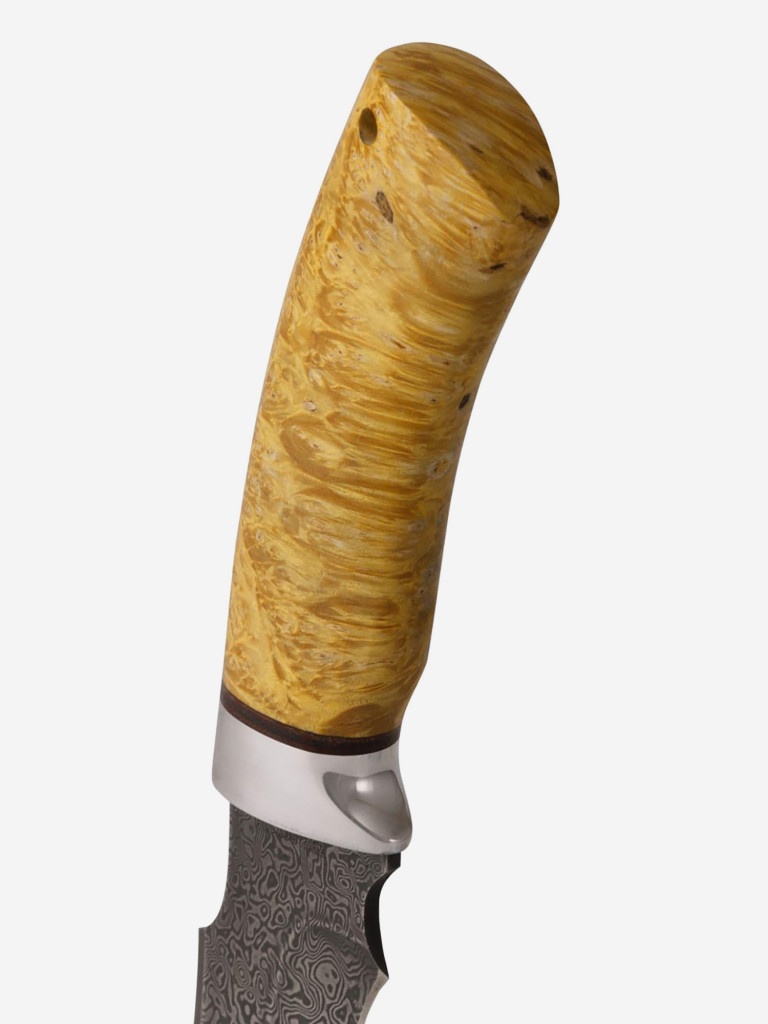 Нож Златоустовский оружейный завод Сокол (нержавеющая дамасская сталь дикии, кап клёна стабилизированный/ал.) нож для охоты, разделочный нож