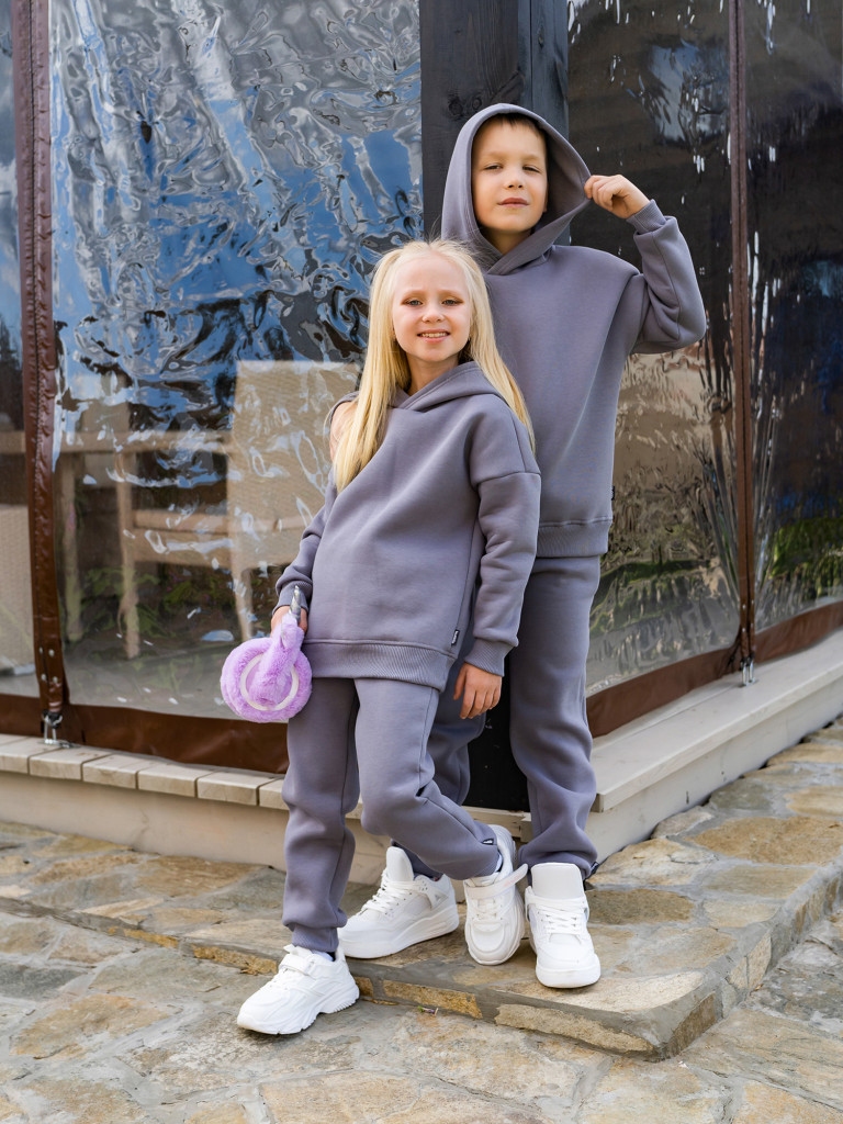 Костюм-двойка из футера начесом для мальчика и девочки Looklie