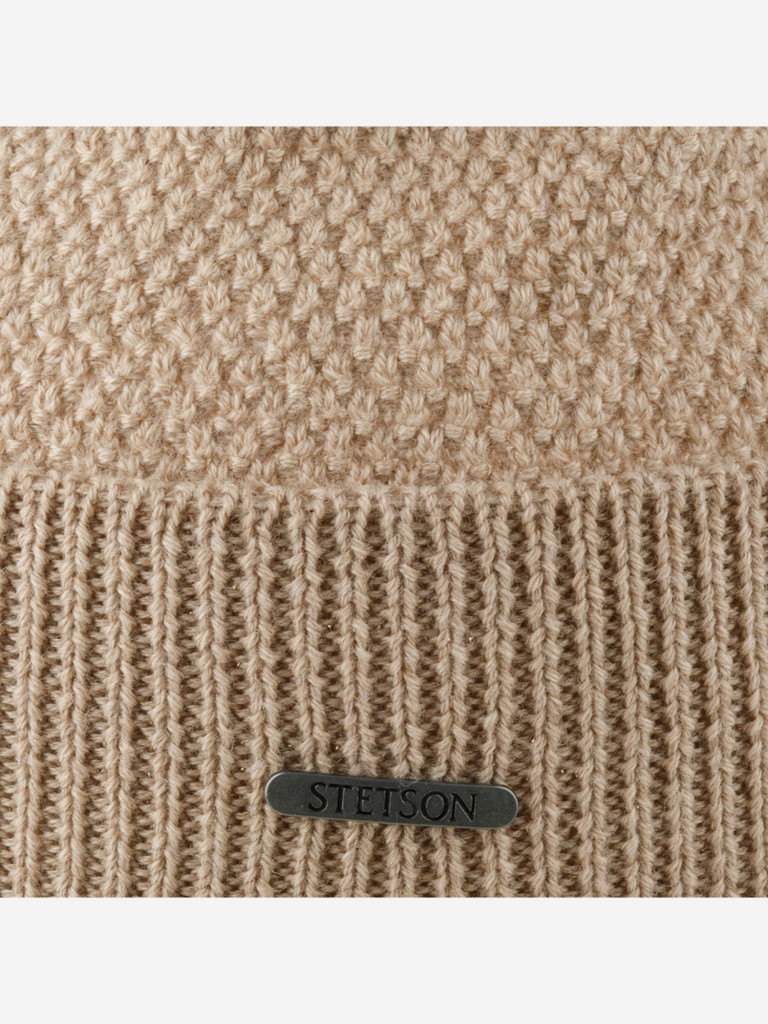 Шапка с отворотом STETSON 8599396 BEANIE MERINO WOOL (бежевый)