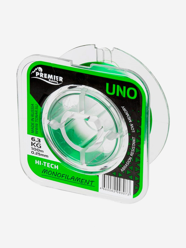 Леска для рыбалки Premier Fishing UNO Nylon 0,25мм, 100м, 6,3кг, зеленый