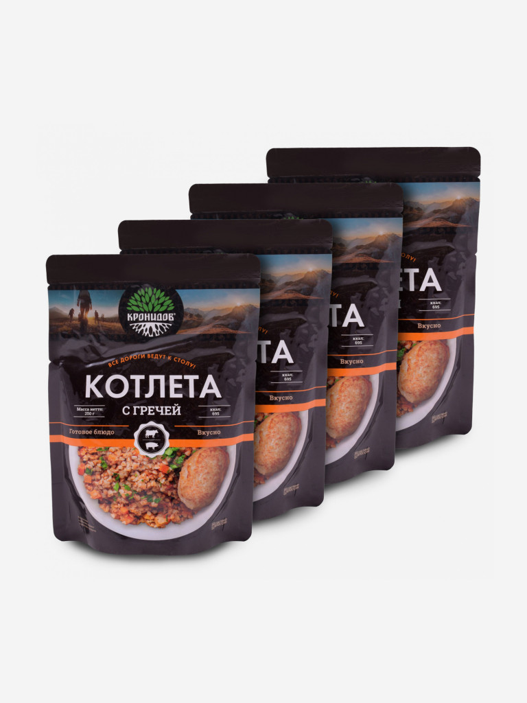 Готовое блюдо Каша гречневая с котлетой 250 г. (Кронидов) 4шт 1кг