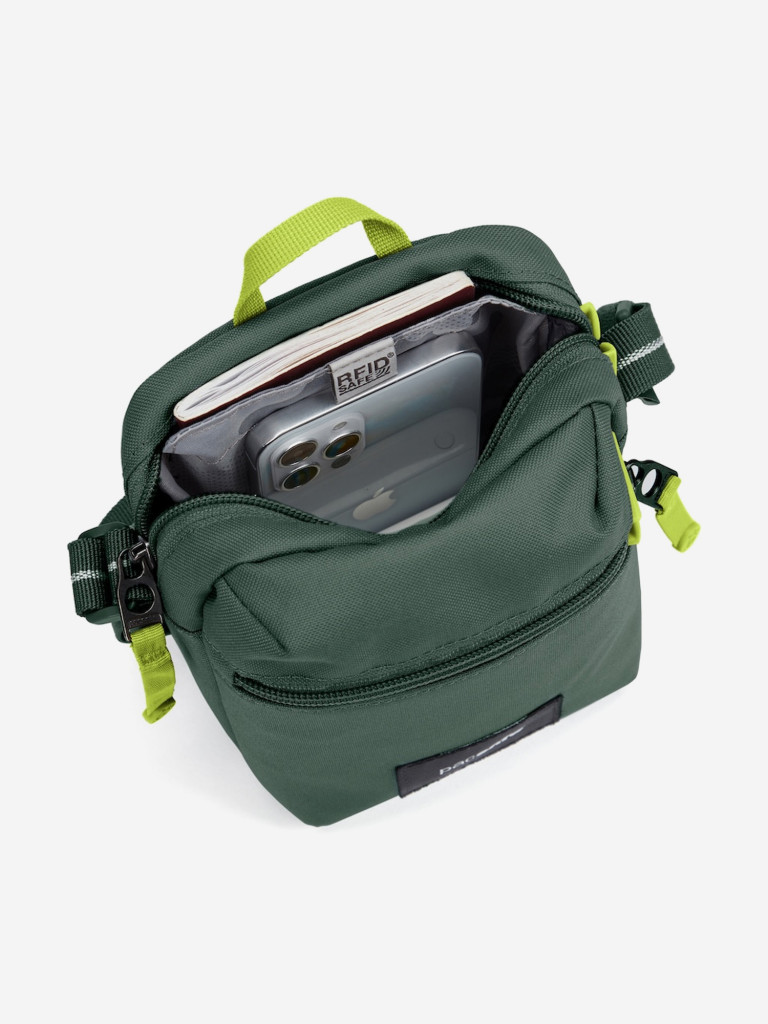 Сумка антивор Pacsafe GO Micro Crossbody, зеленый, 1,5 л.